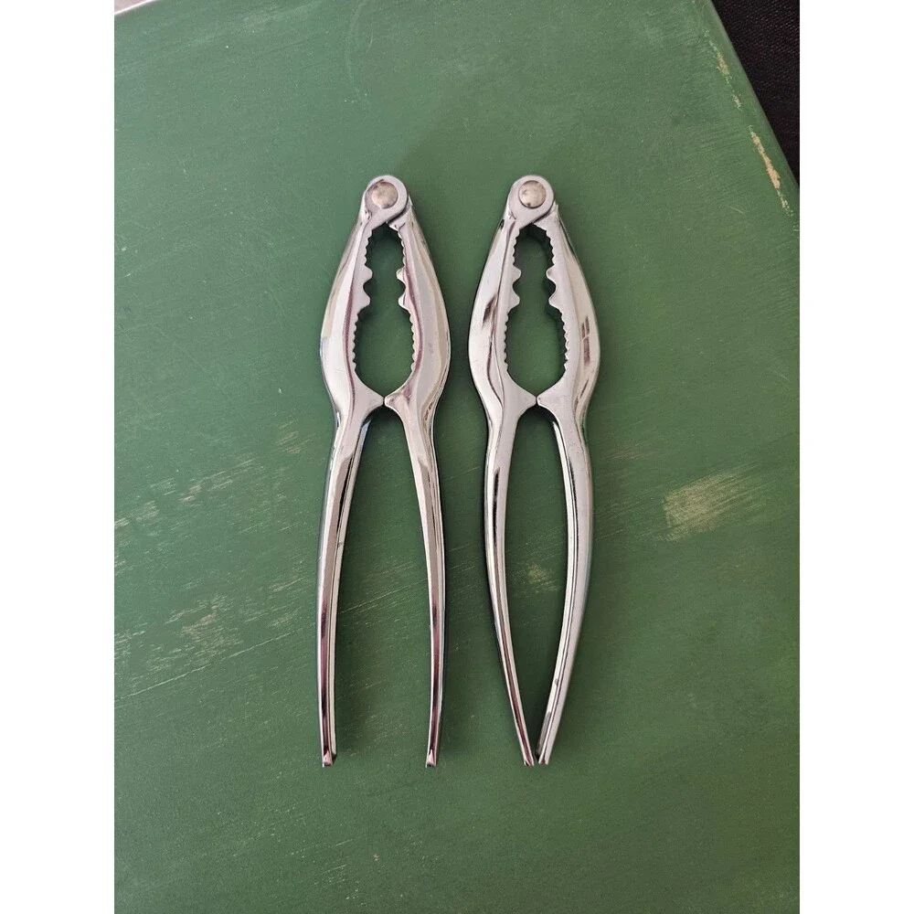 2 Metal Seafood Or Nut Crackers Silver Colored
